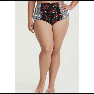 Torrid 4 Gingham Floral High Waist Bikini Bottoms